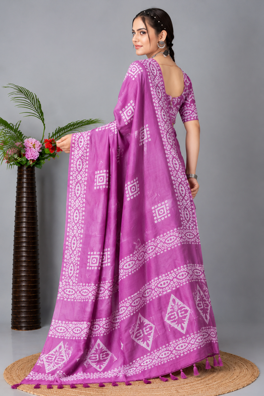 Pure Cotton Saree Without Blouse – Soft, Lightweight & Traditional Printed Saree for Women