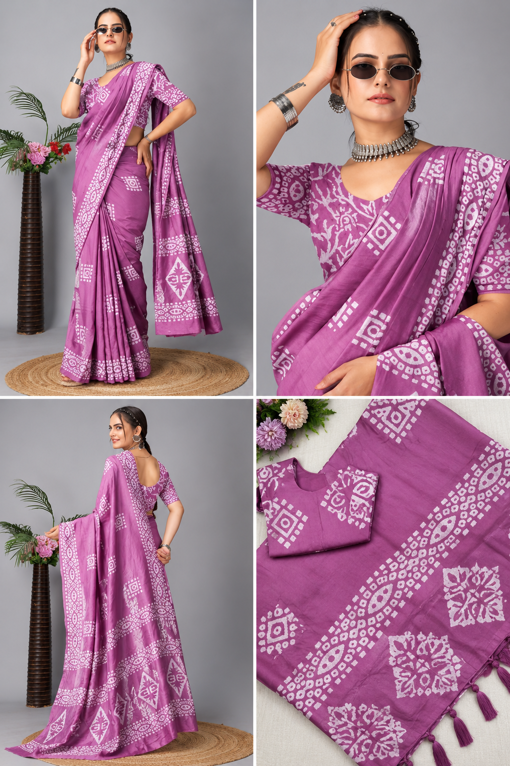 Pure Cotton Saree Without Blouse – Soft, Lightweight & Traditional Printed Saree for Women